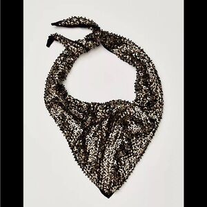 Free People Black and Gold Sequin Bandana